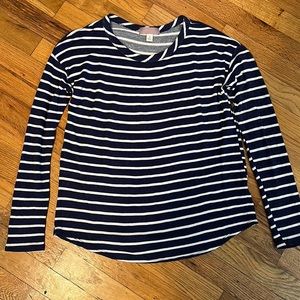Navy and white striped long sleeve top